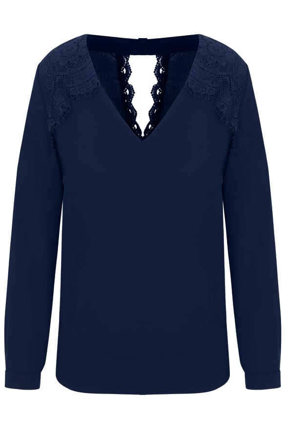 Kanten Blouse Marineblauw – shoparchief, foto 1