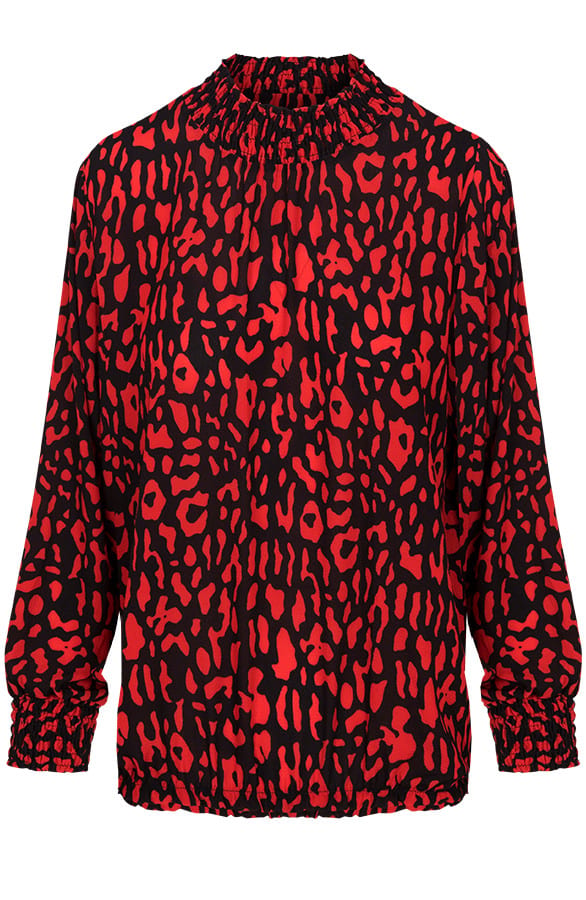Panter Col Blouse Zwart Rood – shoparchief, foto 1
