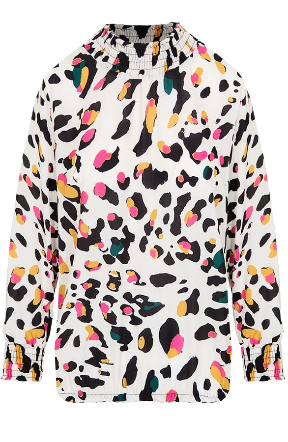 Print Col Blouse Beige – shoparchief, foto 1