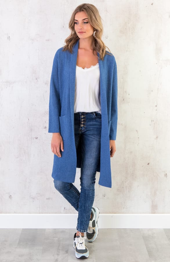 Maxi Vest Gebreid Jeansblauw – shoparchief, foto 6