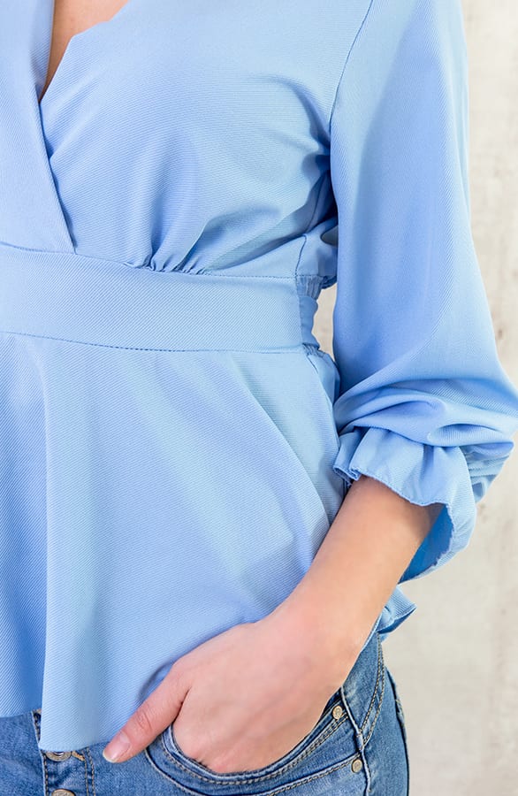 Strik V Blouse Babyblauw – shoparchief, foto 4