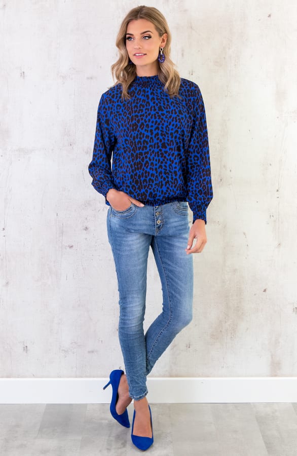 Panter Col Blouse Kobalt Zwart – shoparchief, foto 3
