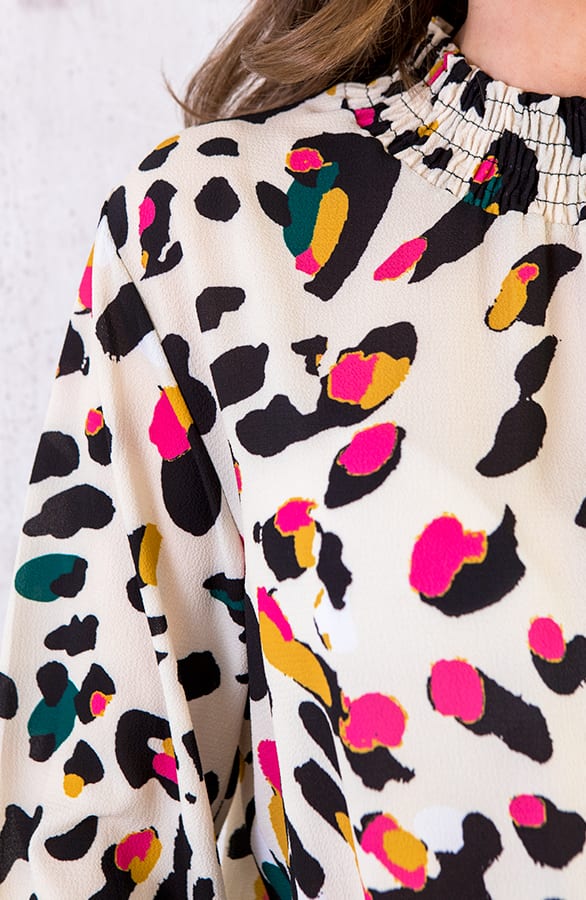 Print Col Blouse Beige – shoparchief, foto 6