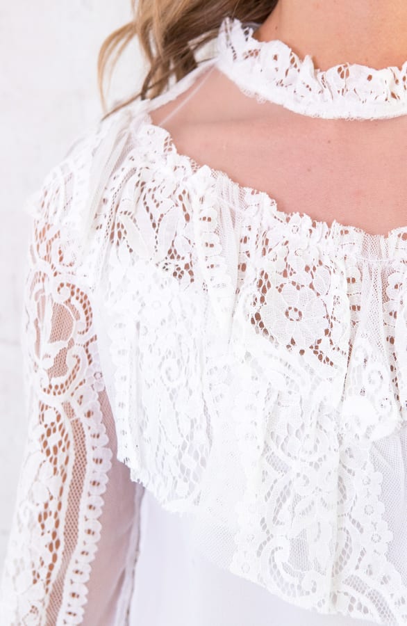 Kanten Ruches Blouse Wit – shoparchief, foto 5