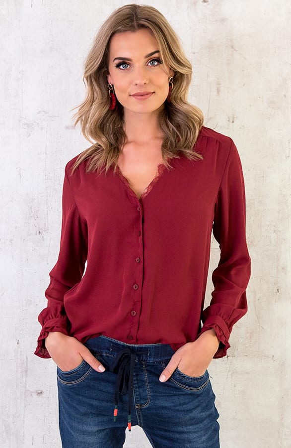 Lace Blouse Exclusive Bordeaux – shoparchief, foto 1