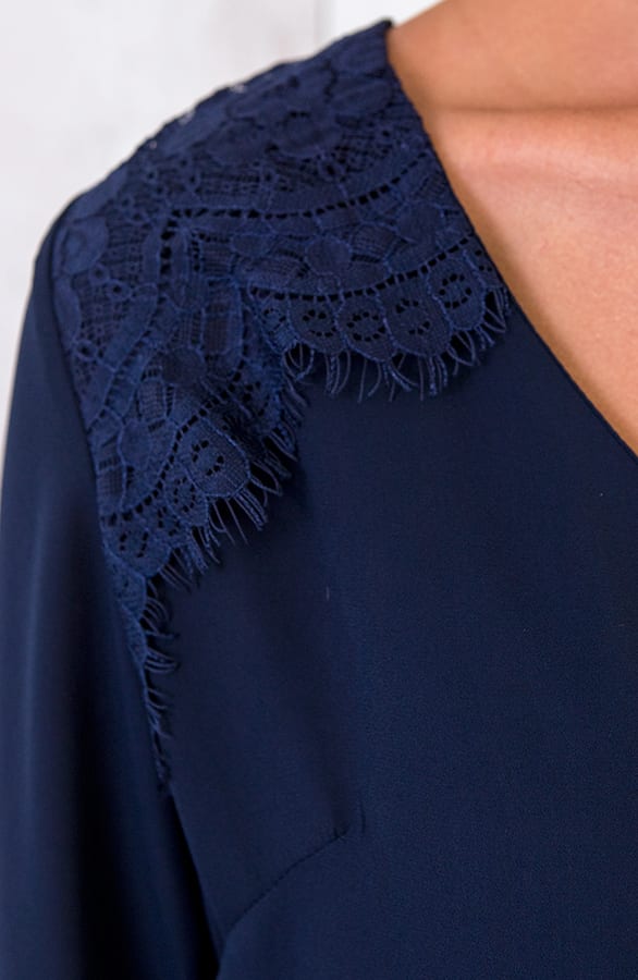 Kanten Blouse Marineblauw – shoparchief, foto 4