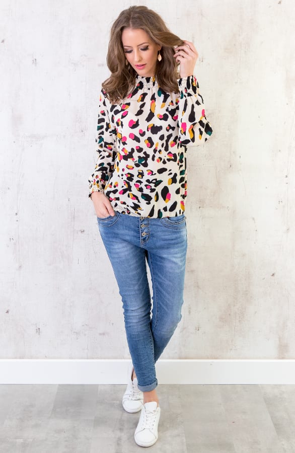 Print Col Blouse Beige – shoparchief, foto 7
