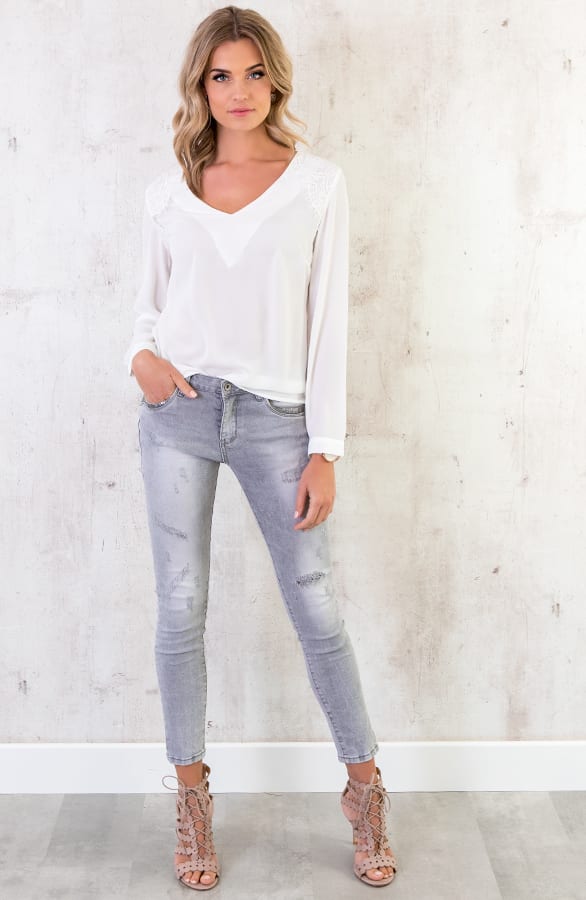 Kanten Blouse Wit – shoparchief, foto 6