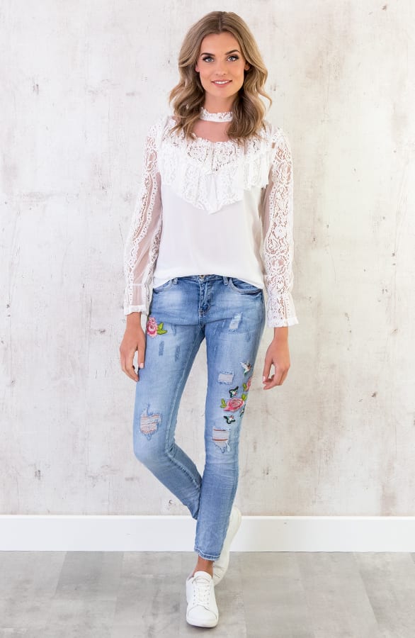 Roses Patches Denim Jeans – shoparchief, foto 4