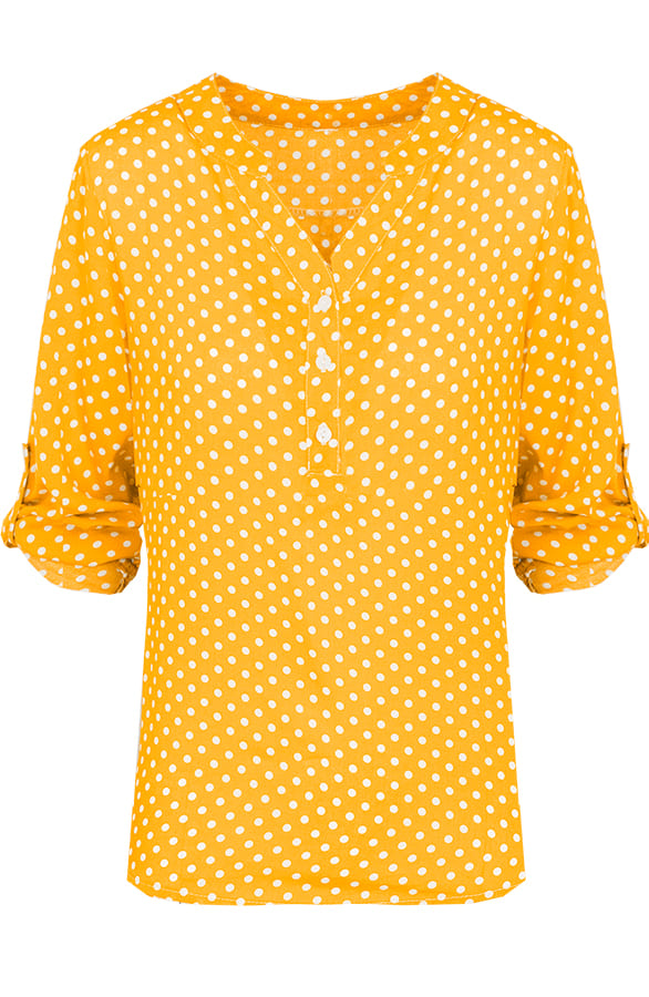 Blouse Met Stippen Okergeel – shoparchief, foto 1