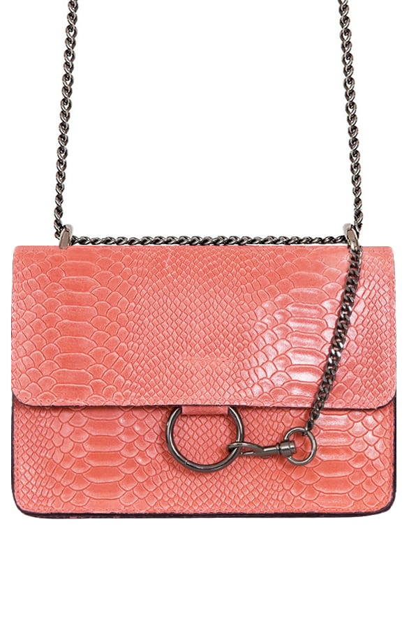 Leren Tas Slangenprint Koraal – shoparchief, foto 1
