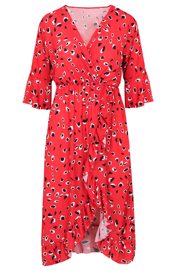 Midi Jurk Panter Rood – shoparchief, foto 6
