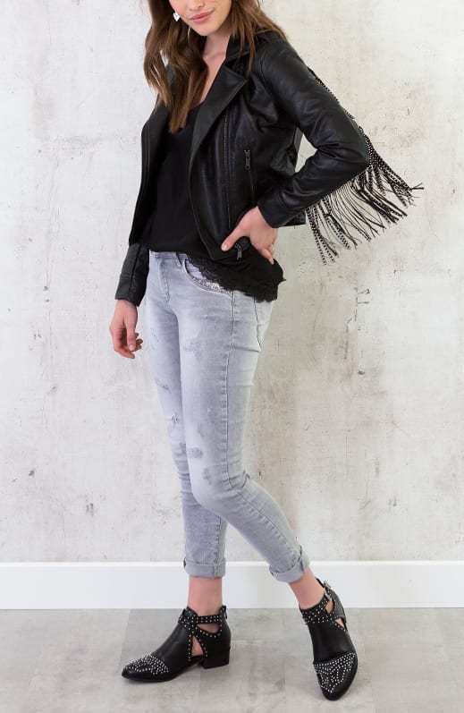 Biker Jacket Franjes Zwart – shoparchief, foto 3