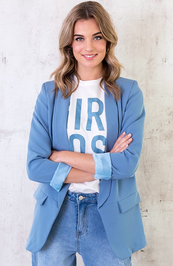 Boyfriend Blazer Jeansblauw – shoparchief, foto 4
