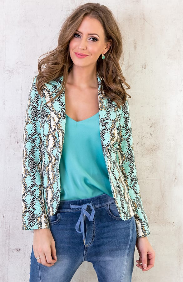 Blazer Slangenprint Mintgroen – shoparchief, foto 4