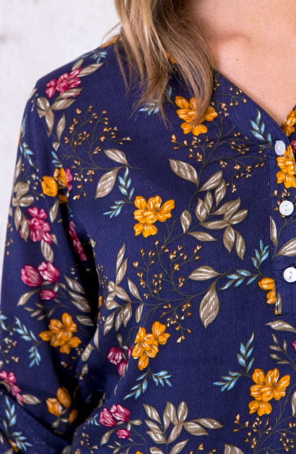 Blouse Bloemen Marine Oker – shoparchief, foto 6