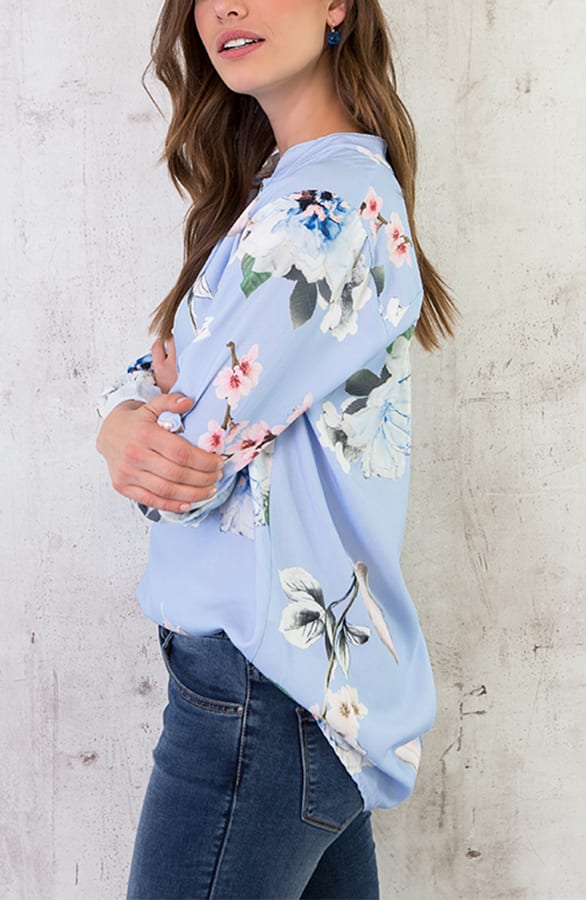 Bloemen Parel Blouse Babyblauw – shoparchief, foto 3