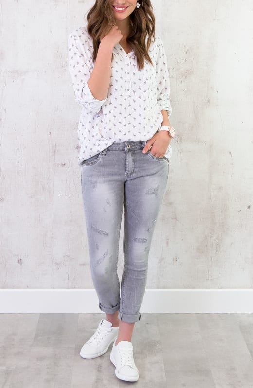 Flamingo Print Blouse Creme – shoparchief, foto 5