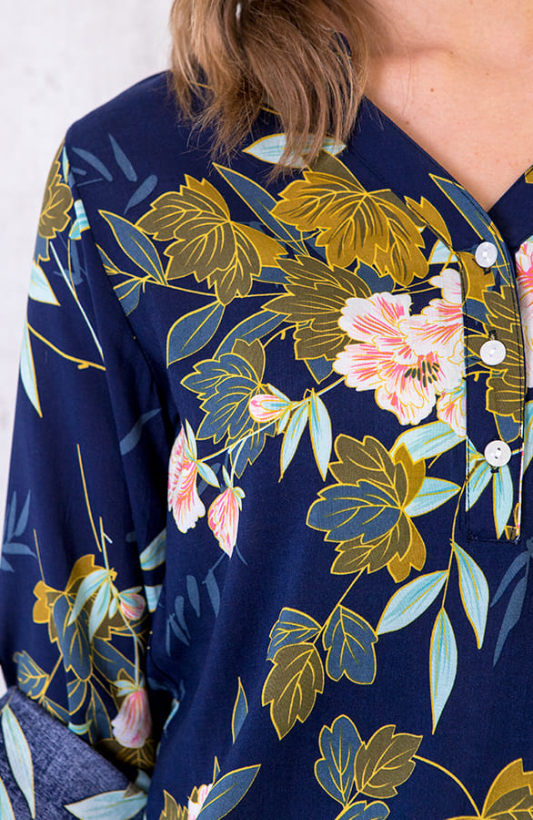 Blouse Bloemen Marineblauw – shoparchief, foto 5