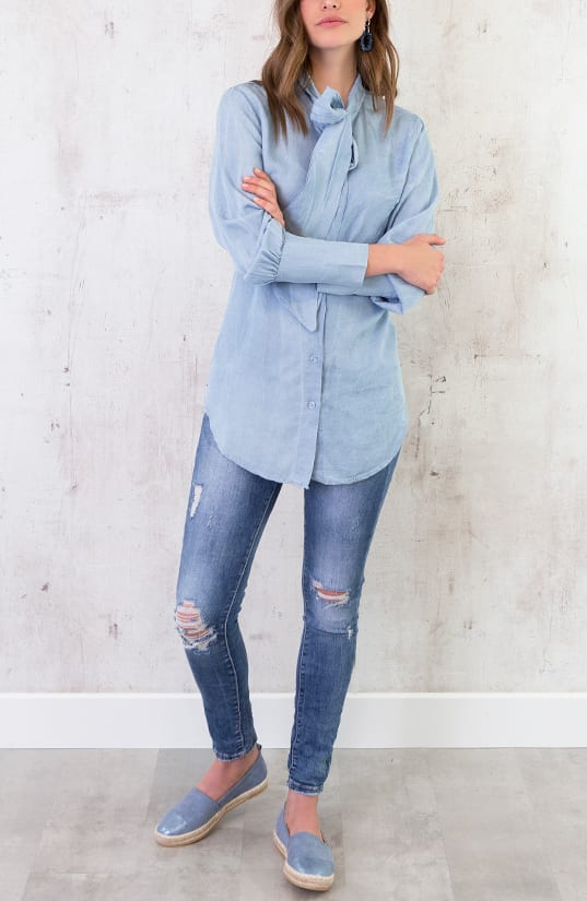 Denim Strik Blouse Licht – shoparchief, foto 5