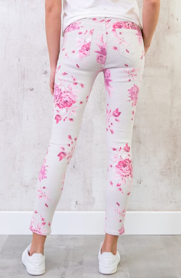 Skinny Jeans Bloemen Creme – shoparchief, foto 4