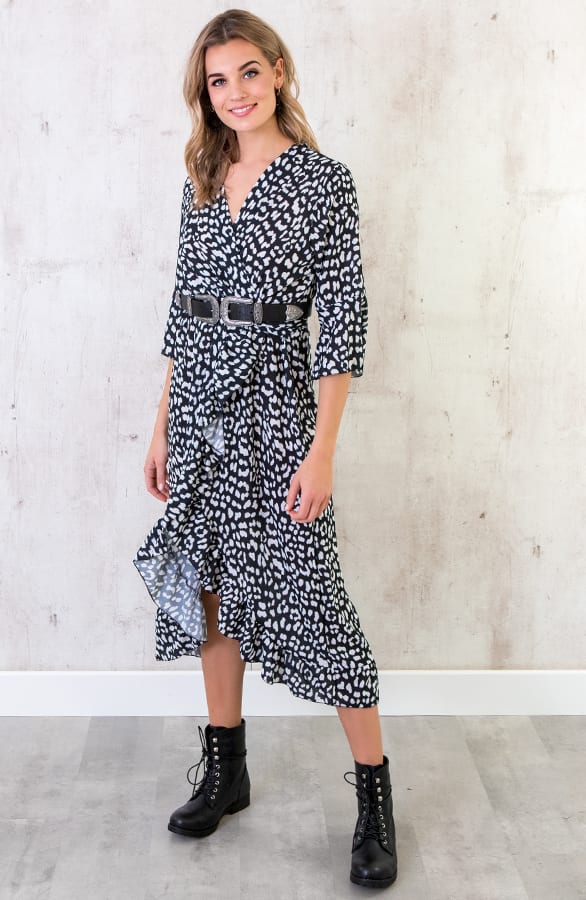 Midi Jurk Panter Zwart – shoparchief, foto 1