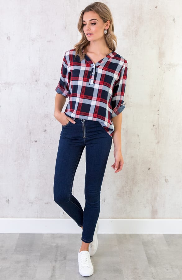 Geblokte Blouse Dames – shoparchief, foto 3