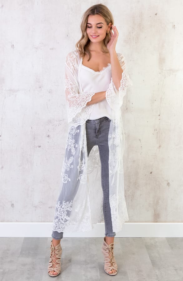 Kanten Vest Lang Wit – shoparchief, foto 2