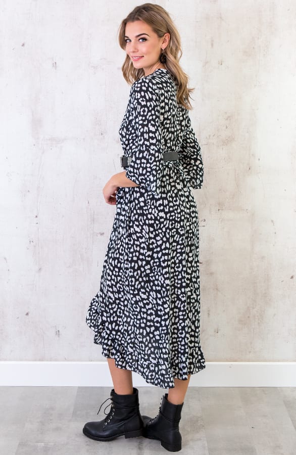 Midi Jurk Panter Zwart – shoparchief, foto 3