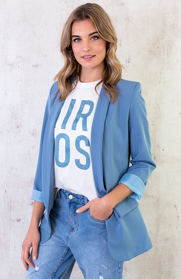 Boyfriend Blazer Jeansblauw – shoparchief, foto 2