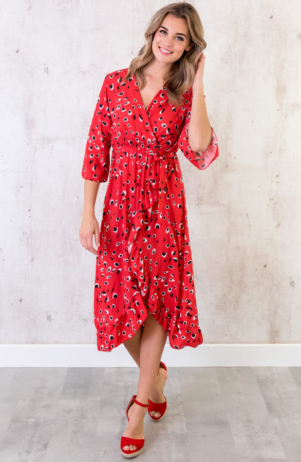 Midi Jurk Panter Rood – shoparchief, foto 1
