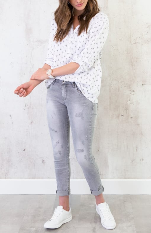 Flamingo Print Blouse Creme – shoparchief, foto 7