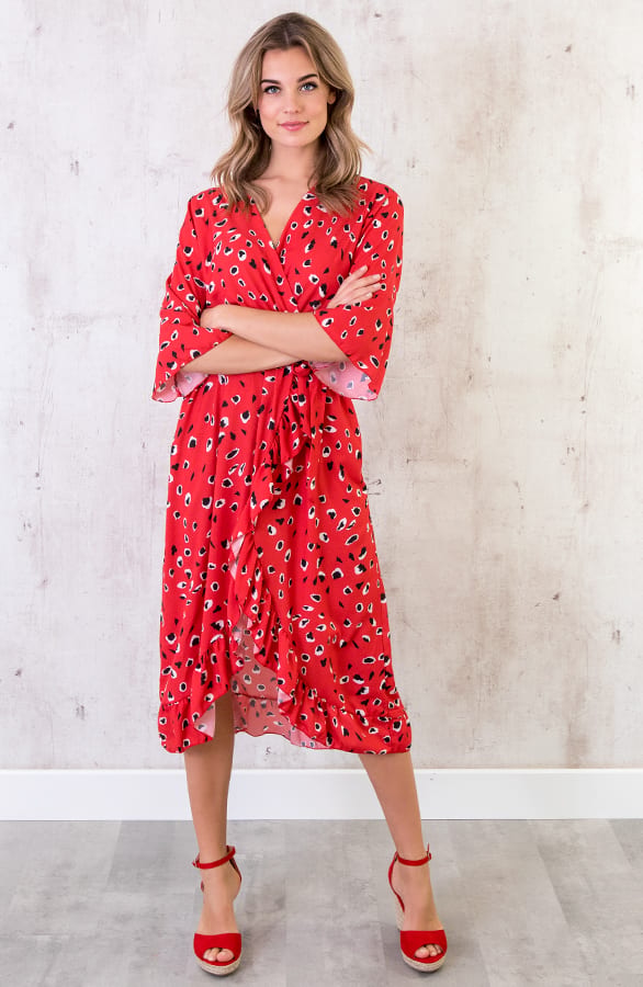 Midi Jurk Panter Rood – shoparchief, foto 3