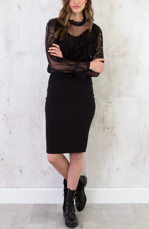 Kanten Ruches Blouse Zwart – shoparchief, foto 5