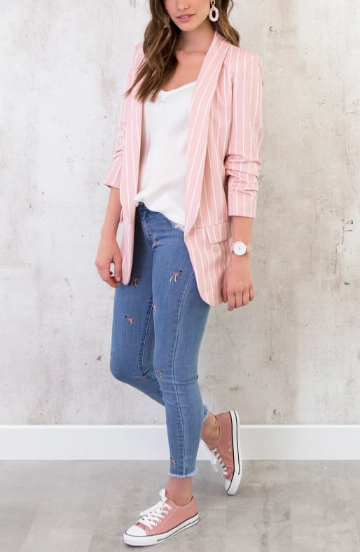 Gestreepte Blazer Roze – shoparchief, foto 4
