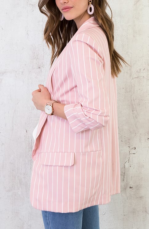 Gestreepte Blazer Roze – shoparchief, foto 3