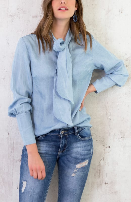 Denim Strik Blouse Licht – shoparchief, foto 2