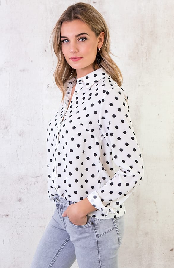 Stippen Blouse Wit – shoparchief, foto 3