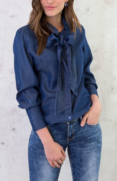 Denim Strik Blouse Donker – shoparchief, foto 2