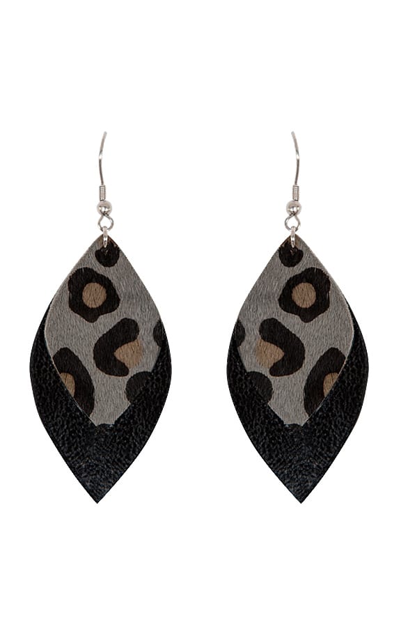 Leopard Oorbellen Blad Zwart – shoparchief, foto 1