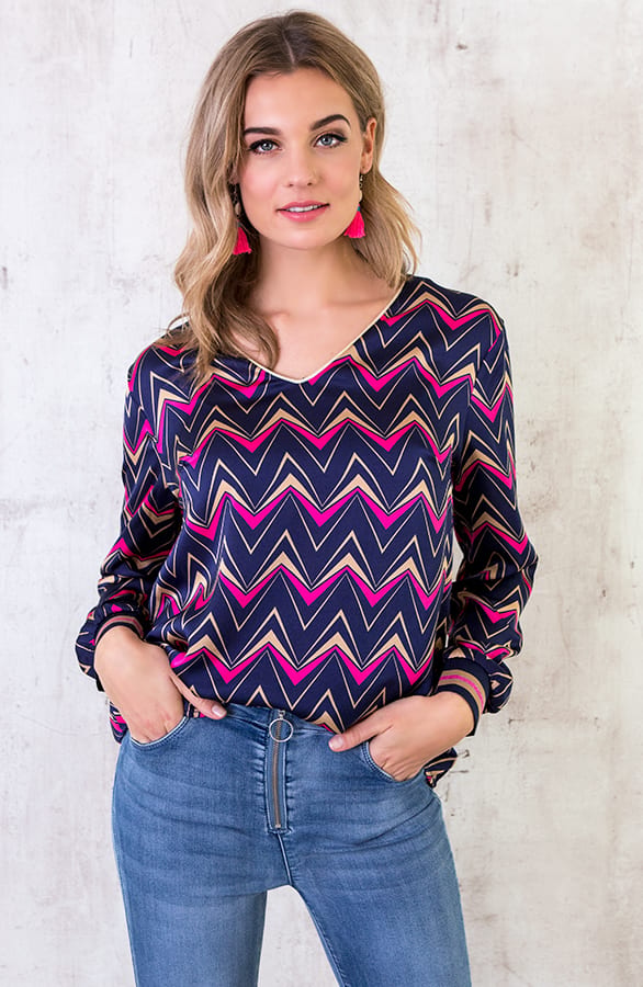 Blouse Zigzag Marineblauw – shoparchief, foto 5