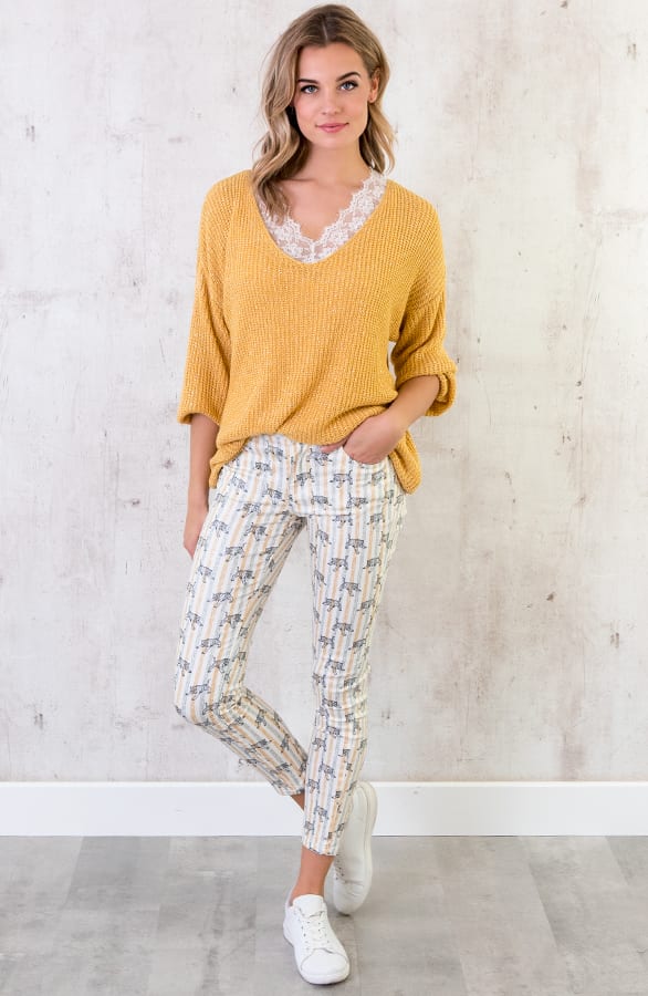 Leopard Striped Jeans Geel – shoparchief, foto 5
