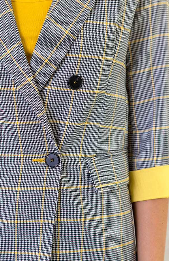 Knopen Blazer Geblokt Geel – shoparchief, foto 3