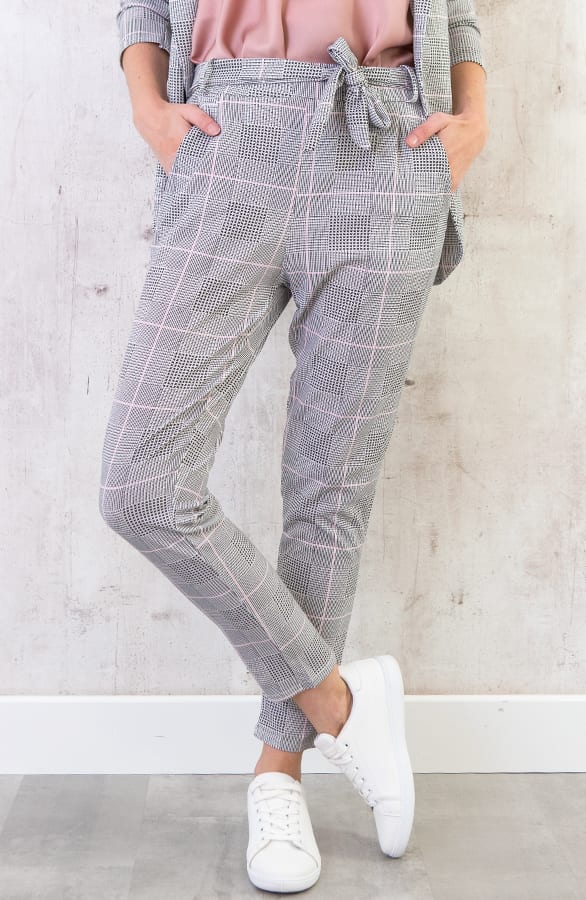 Geblokte Broek Strik Grijs – shoparchief, foto 2