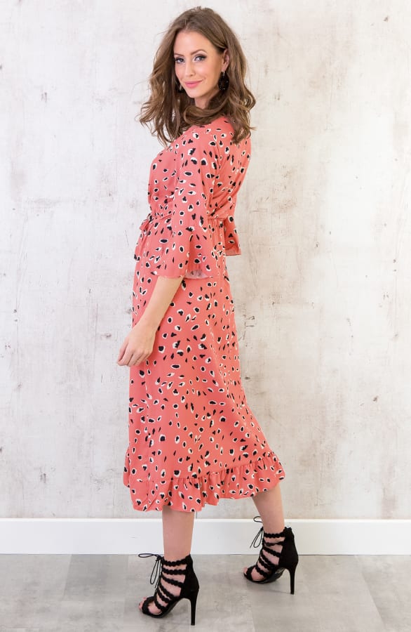 Midi Jurk Panter Oud Roze – shoparchief, foto 3