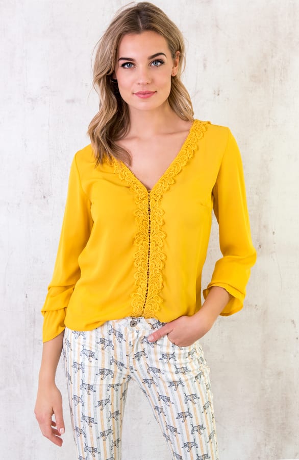 Blouse Kant Okergeel – shoparchief, foto 5