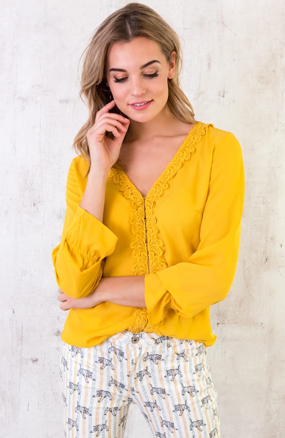 Blouse Kant Okergeel – shoparchief, foto 6