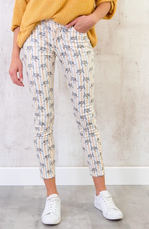 Leopard Striped Jeans Geel – shoparchief, foto 2