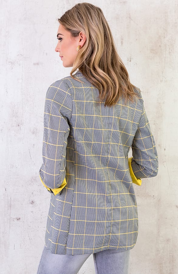Knopen Blazer Geblokt Geel – shoparchief, foto 2