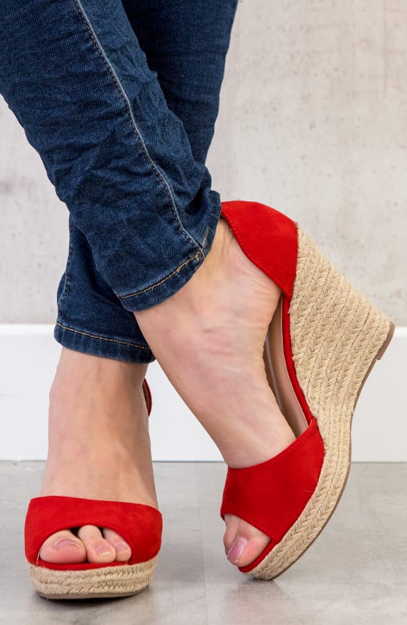 Sleehakken Suede Rood – shoparchief, foto 2